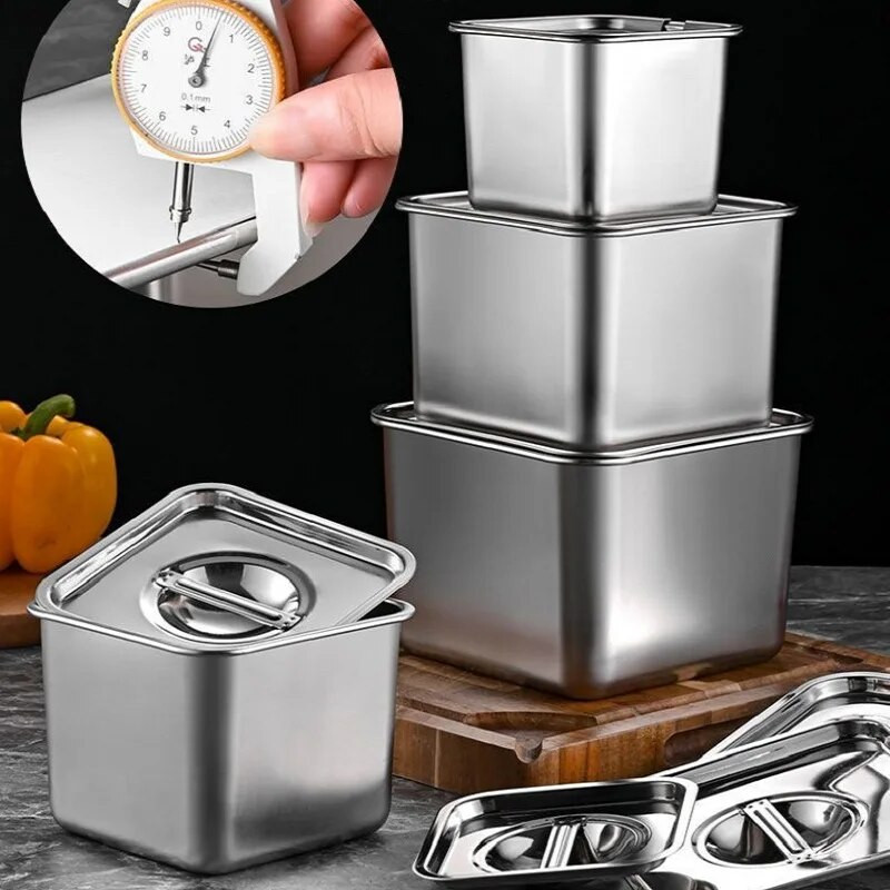 Kvadratinė nerūdijančio plieno prieskonių dėžutė pagardų laikymo indelis prieskoniams pipirai virtuvės taukai talpyklos padažas organizatorius maisto gaminimo reikmenys