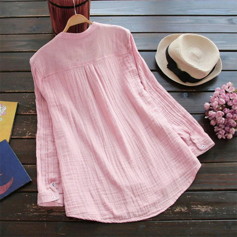 Mâneci lungi ocazional tunică lejeră Topuri cămașă bluză femei cu guler în picioare bluze pentru damă Haine coreeană elegante Roupas Feminina 2018