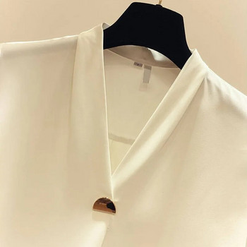 Φθινοπωρινές γυναικείες μπλούζες μόδας 2020 Γυναικεία ρούχα σε γυναικεία ρούχα Φαρδιά πουκάμισο με μακρύ μανίκι Μπλούζα με λαιμόκοψη σε V Simple Ol Γυναικεία μπλούζα