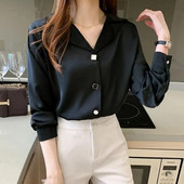 Jesenska, elegantna dugmad, jednobojna, polo-izrez, ženska odjeća s dugim rukavima Femme Basic bluza za sve kombinacije Ženske jednostavne majice
