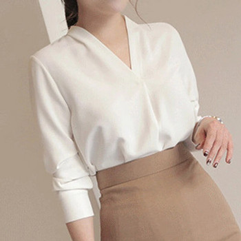 Γυναικεία πουκάμισα μακρυμάνικα μασίφ λευκό σιφόν μπλούζα γραφείου Γυναικεία ρούχα Γυναικεία μπλουζάκια και μπλούζες Blusas Mujer De Moda 2023 A403
