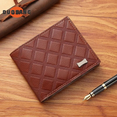 Men Wallets 2024 New Arrival Men`s Purse Short Wallet Youth Fashion Rhombic Multi-card Large Capacity Coin Purse Soft Wallet