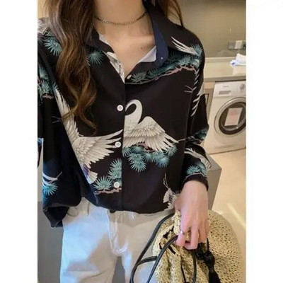 Νέο γυναικείο πουκάμισο με στάμπα ρετρό γεύσεων Γυναικείο πουκάμισο μακρυμάνικο σιφόν Bohemian γυναικεία μπλούζα Γυναικεία πουκάμισα υψηλής ποιότητας