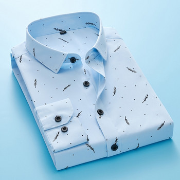 Мъжки ризи 2021 Нова модна ежедневна мъжка щампа Тънка бизнес ежедневна висококачествена мъжка бутикова риза с дълъг ръкав