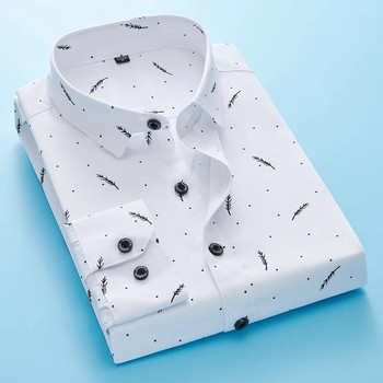 Мъжки ризи 2021 Нова модна ежедневна мъжка щампа Тънка бизнес ежедневна висококачествена мъжка бутикова риза с дълъг ръкав