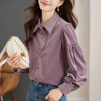 Μόδα 2024 Νέα άνοιξη ακανόνιστο σχέδιο Γυναικείες μπλούζες με χαλαρά κομψά κουμπιά Casual γυναικεία πουκάμισα Κομψά μονόχρωμα μπλουζάκια