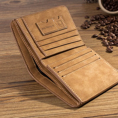 Men`s Wallet Leather Billfold Slim Hipster Cowhide Credit Card ID Holders Inserts Coin Purses Luxury Business Foldable Wallet
