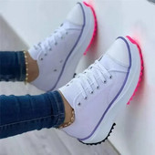 Pantofi pentru femei Pantofi clasici din pânză albă, cu șireturi, platforme casual, modă, promoție caldă, de înaltă calitate, pantofi pentru femei