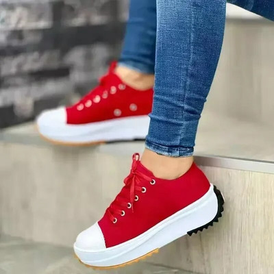 Pantofi pentru femei Pantofi clasici din pânză albă, cu șireturi, platforme casual, modă, promoție caldă, de înaltă calitate, pantofi pentru femei
