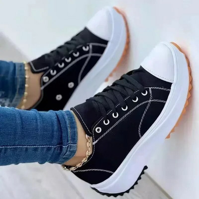 Pantofi pentru femei Pantofi clasici din pânză albă, cu șireturi, platforme casual, modă, promoție caldă, de înaltă calitate, pantofi pentru femei