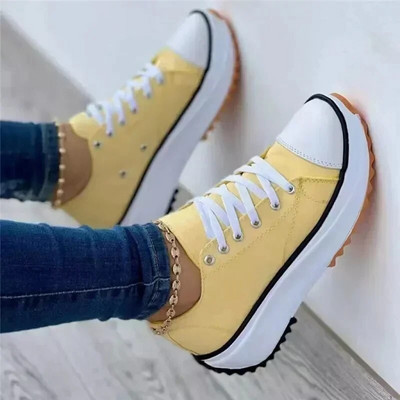 Pantofi pentru femei Pantofi clasici din pânză albă, cu șireturi, platforme casual, modă, promoție caldă, de înaltă calitate, pantofi pentru femei