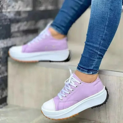 Pantofi pentru femei Pantofi clasici din pânză albă, cu șireturi, platforme casual, modă, promoție caldă, de înaltă calitate, pantofi pentru femei