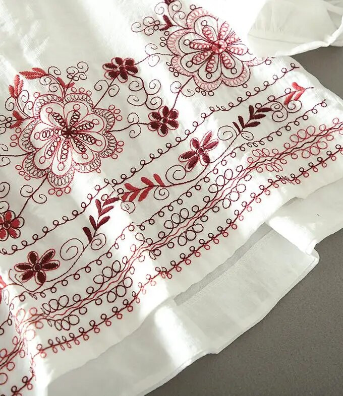 Ženska proljeće ljeto vintage pamučna košulja s vezom ženska ležerna opuštena šik pamučna bluza tb060