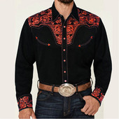 Cămașă Retro Western Mexico Hawaii pentru bărbați cu imprimeuri florale 3D cu mânecă lungă de designer de modă Ventilați haine pentru îmbrăcăminte pentru bărbați