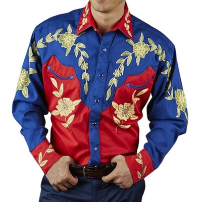 Cămașă Retro Western Mexico Hawaii pentru bărbați cu imprimeuri florale 3D cu mânecă lungă de designer de modă Ventilați haine pentru îmbrăcăminte pentru bărbați