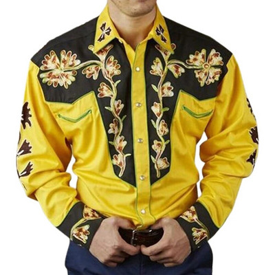 Cămașă Retro Western Mexico Hawaii pentru bărbați cu imprimeuri florale 3D cu mânecă lungă de designer de modă Ventilați haine pentru îmbrăcăminte pentru bărbați
