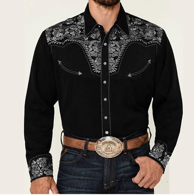 Cămașă Retro Western Mexico Hawaii pentru bărbați cu imprimeuri florale 3D cu mânecă lungă de designer de modă Ventilați haine pentru îmbrăcăminte pentru bărbați