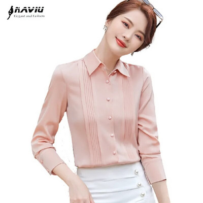 Naviu Нова мода и елегантна дамска риза Temperament Официални тънки шифонени блузи с дълъг ръкав Offiice Дамски работни блузи