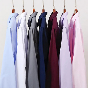 Мъжки ризи с дълги ръкави Едноцветна бяла синя мъжка риза за мъже Марка сватбено парти Добро качество Camisa Social Masculina