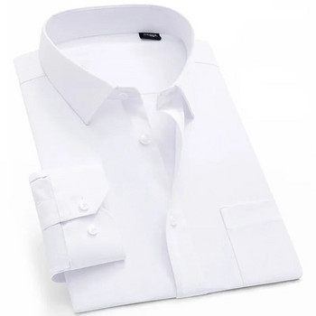 Мъжки ризи с дълги ръкави Едноцветна бяла синя мъжка риза за мъже Марка сватбено парти Добро качество Camisa Social Masculina