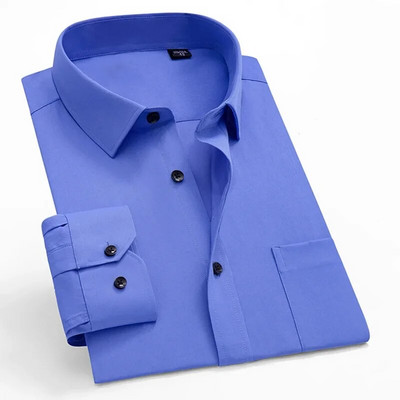Férfi ingek Hosszú ujjú tömör fehér kék férfi ing férfiaknak márkájú esküvői parti jó minőségű Camisa Social Masculina