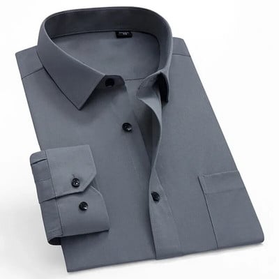 Pánske košele s dlhým rukávom, jednofarebné, biele, modré, pánske tričko pre mužov, značkové, svadobné, párty, kvalitné, camisa masculina