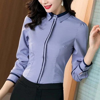 Κομψό πουκάμισο με πέτο, γυναικεία ρούχα, φθινοπωρινά ρούχα 2022, νέα υπερμεγέθη φαρδιά κορεάτικα μπλουζάκια γραφείου γυναικεία μπλούζα
