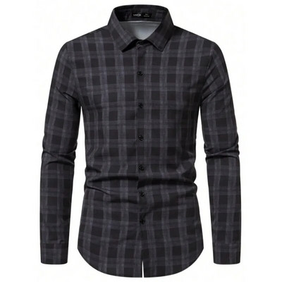 7 Styles 2023 Őszi új ingek Kiváló minőségű kockás csíkos karcsúsított alkalmi férfi ingek