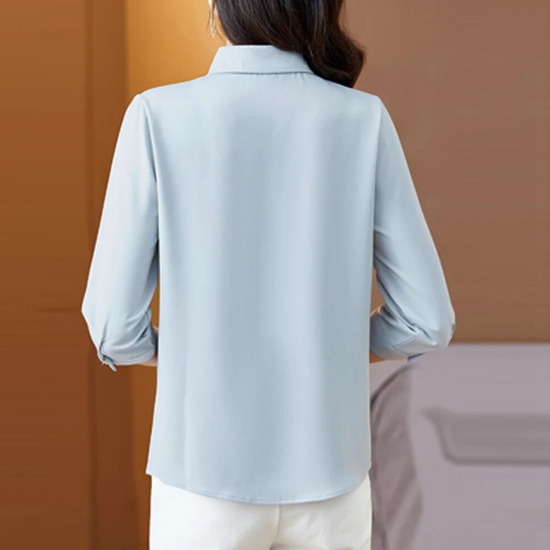 2023. korejske modne ženske bluze uredske dame jednostavne ljubičaste boje vina bijele satenske košulje udobne svilene majice s 3/4 rukava žene