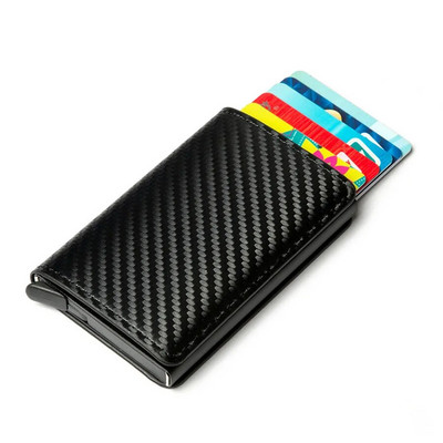 New Business ID Credit Card Holder Men and Women Metal RFID Vintage Aluminium Box PU Leather Card Wallet Note Carbon