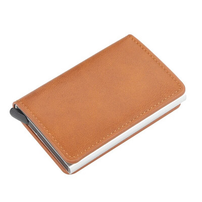 New Business ID Suport card de credit Bărbați și femei Metal RFID Vintage Aluminiu Cutie PU Piele PU Card Portofel Nota Carbon