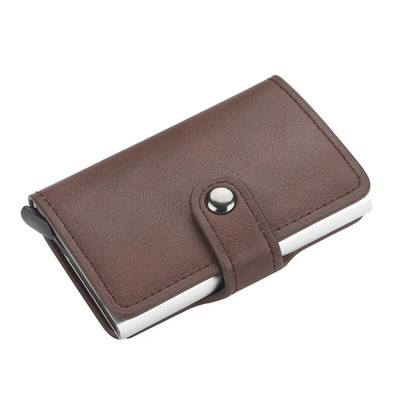 New Business ID Suport card de credit Bărbați și femei Metal RFID Vintage Aluminiu Cutie PU Piele PU Card Portofel Nota Carbon