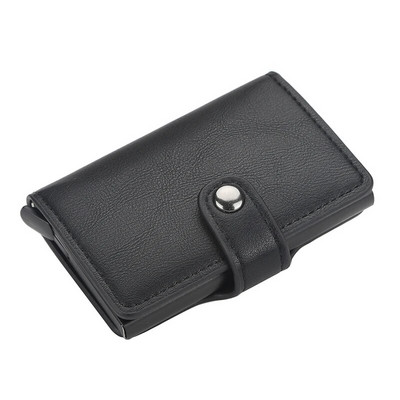 New Business ID Suport card de credit Bărbați și femei Metal RFID Vintage Aluminiu Cutie PU Piele PU Card Portofel Nota Carbon