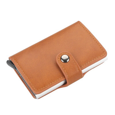New Business ID Suport card de credit Bărbați și femei Metal RFID Vintage Aluminiu Cutie PU Piele PU Card Portofel Nota Carbon