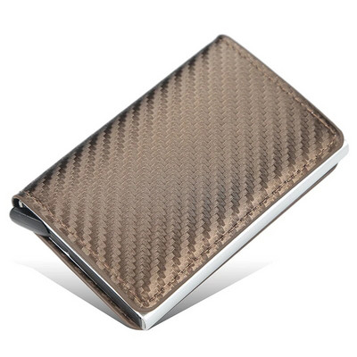 New Business ID Suport card de credit Bărbați și femei Metal RFID Vintage Aluminiu Cutie PU Piele PU Card Portofel Nota Carbon