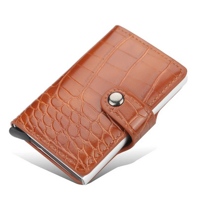 New Business ID Suport card de credit Bărbați și femei Metal RFID Vintage Aluminiu Cutie PU Piele PU Card Portofel Nota Carbon
