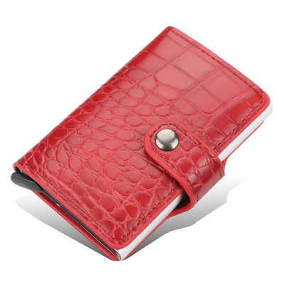 New Business ID Suport card de credit Bărbați și femei Metal RFID Vintage Aluminiu Cutie PU Piele PU Card Portofel Nota Carbon