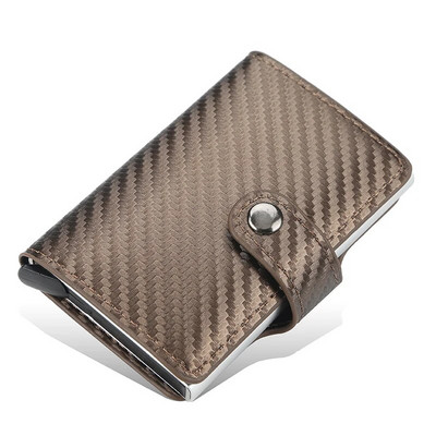 New Business ID Suport card de credit Bărbați și femei Metal RFID Vintage Aluminiu Cutie PU Piele PU Card Portofel Nota Carbon