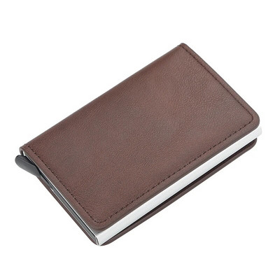 New Business ID Suport card de credit Bărbați și femei Metal RFID Vintage Aluminiu Cutie PU Piele PU Card Portofel Nota Carbon