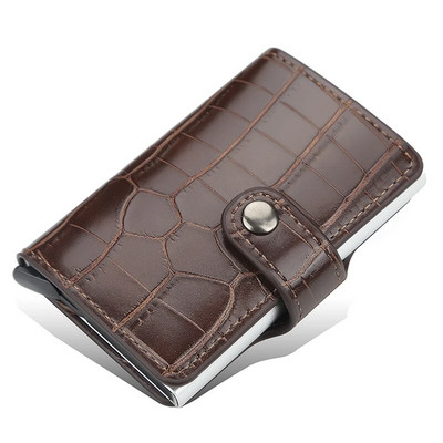 New Business ID Suport card de credit Bărbați și femei Metal RFID Vintage Aluminiu Cutie PU Piele PU Card Portofel Nota Carbon