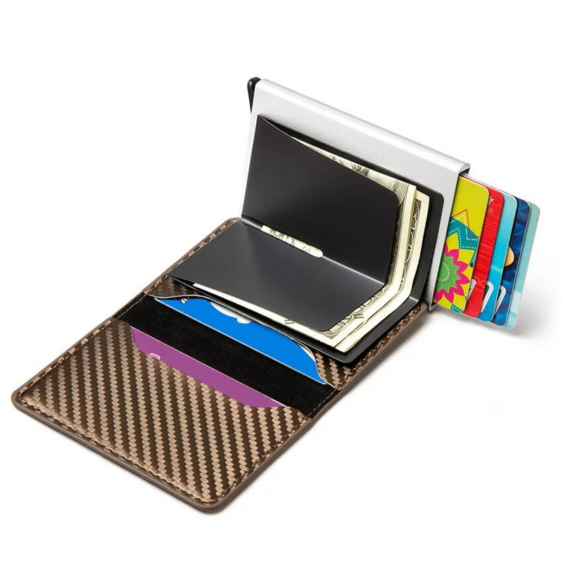 Naujas verslo ID kreditinių kortelių laikiklis vyrams ir moterims metalinis RFID vintage aliuminio dėžutė PU odinė kortelė Piniginė užrašas anglis
