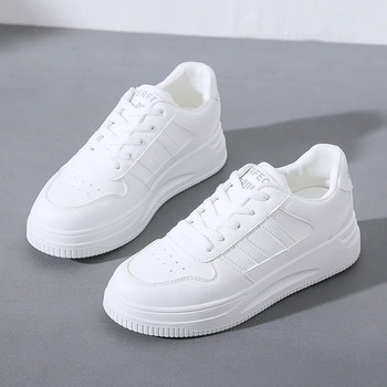 Нови дамски обувки Бели маратонки Вулканизирани обувки Модни обувки за момичета С връзки Удобни ежедневни обувки Дамски обувки