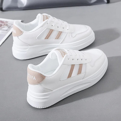 Pantofi noi pentru femei Pantofi albi pantofi vulcanizati Pantofi de alergat pentru fete la moda Pantofi casual confortabili cu sireturi Pantofi pentru femei