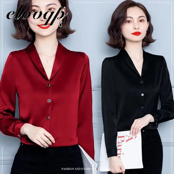 Νέα μόδα Φθινοπωρινές μπλούζες Γυναικείες σε συν μέγεθος Casual πουκάμισα V λαιμόκοψη μακριά μανίκια σιφόν μπλούζες Γυναικείες κομψές μπλούζες γραφείου για δουλειά