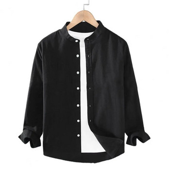 Мъжки бели едноцветни винтидж ризи 2023 Мъжка Harajuku Fashion Oversize риза Мъжки черни ежедневни улични блузи