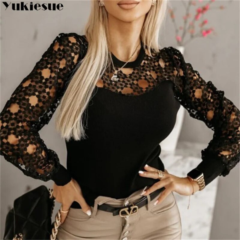 Elegáns divatos vájt csipkeingek Női ruházat 2024 ősz tél új irodai női V-nyakú lámpás ujjú fehér blúzok