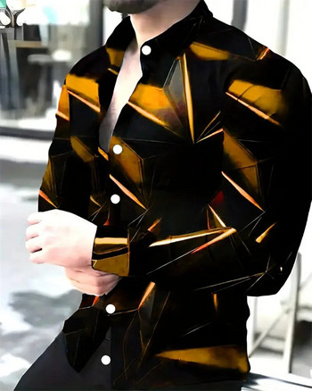 Μοντέρνα ανδρικά πουκάμισα 3D γεωμετρική εκτύπωση Ανδρικά πουκάμισα casual με κουμπιά μακρυμάνικα ανδρικά μπλουζάκια άνοιξη καλοκαίρι φθινόπωρο Ανδρικά 6XL