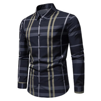 2023 Νέο ανδρικό πουκάμισο ριγέ καρό Loose Business Casual πουκάμισα υψηλής ποιότητας Μαύρο και άσπρο μακρυμάνικο ανδρικό μπλουζάκι