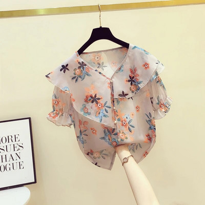Ženske ležerne proljetno-ljetne šifonske bluze, košulje, ženske ležerne široke majice s otisnutim cvjetovima, tanke slatke bluze