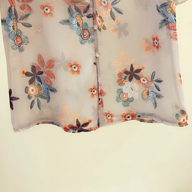 Ženske ležerne proljetno-ljetne šifonske bluze, košulje, ženske ležerne široke majice s otisnutim cvjetovima, tanke slatke bluze